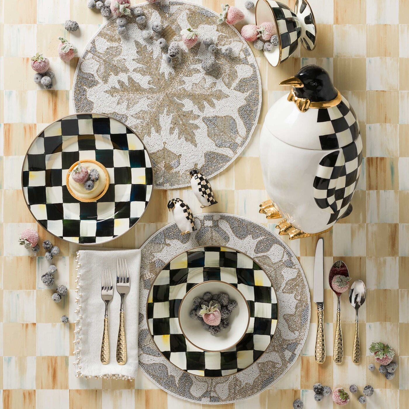 Courtly Check Enamel Ice Cream Dish