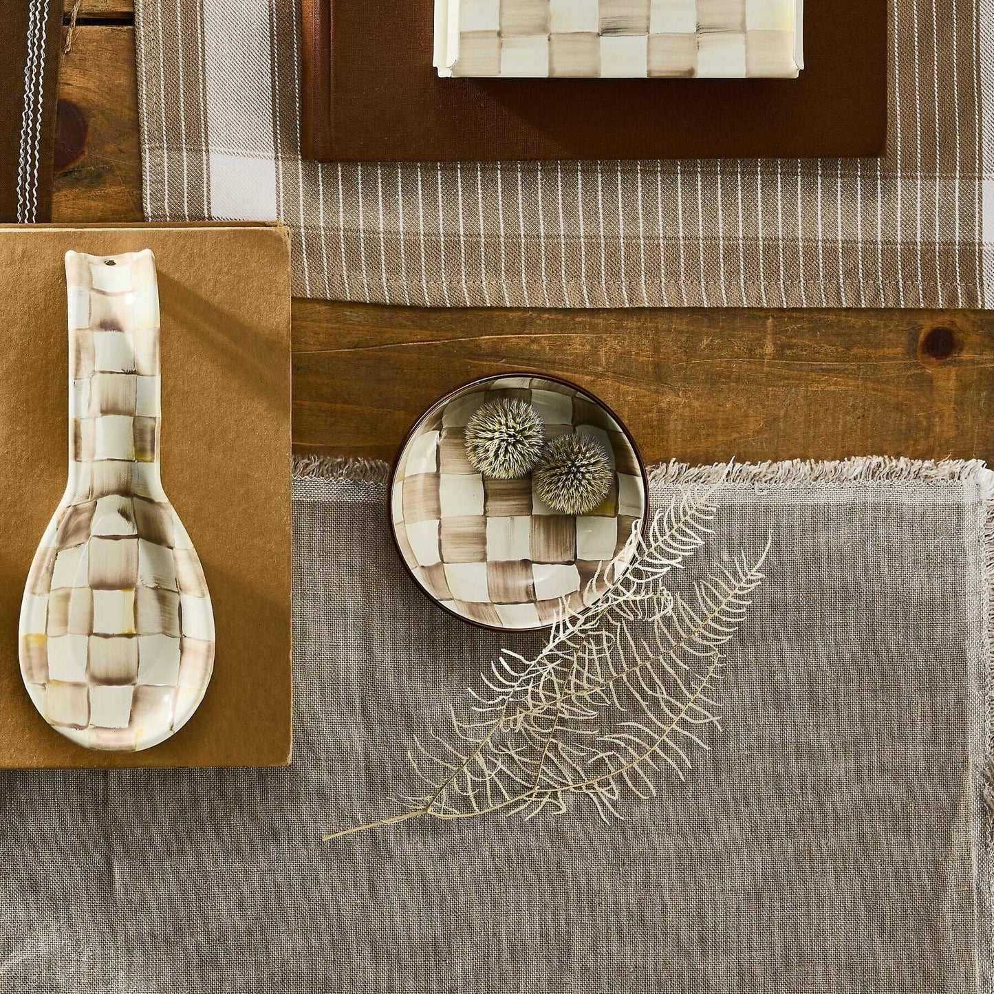 Mocha Check Relish Dish by MacKenzie-Childs