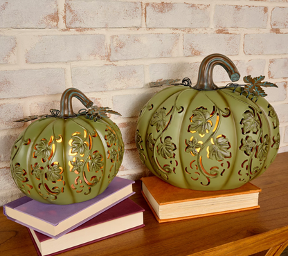 🎉Limited Time Promotion💝Buy 2 Get 2 FREE✨Set of 2 Indoor/Outdoor Illuminated Pumpkins and Oversized Lit Gourd by Valerie