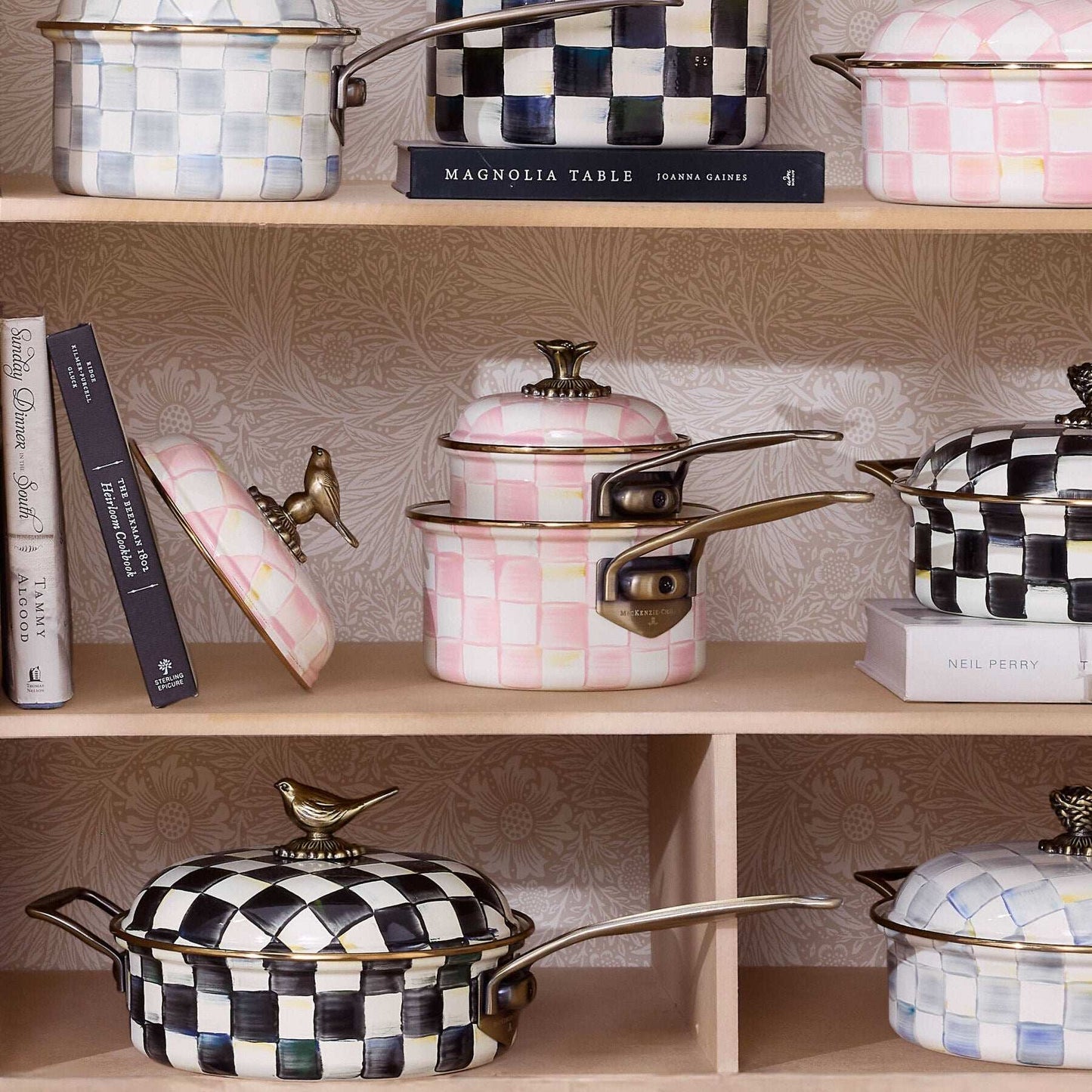 Mackenzie-Childs Rosy Check Enamel 5 Qt. Casserole