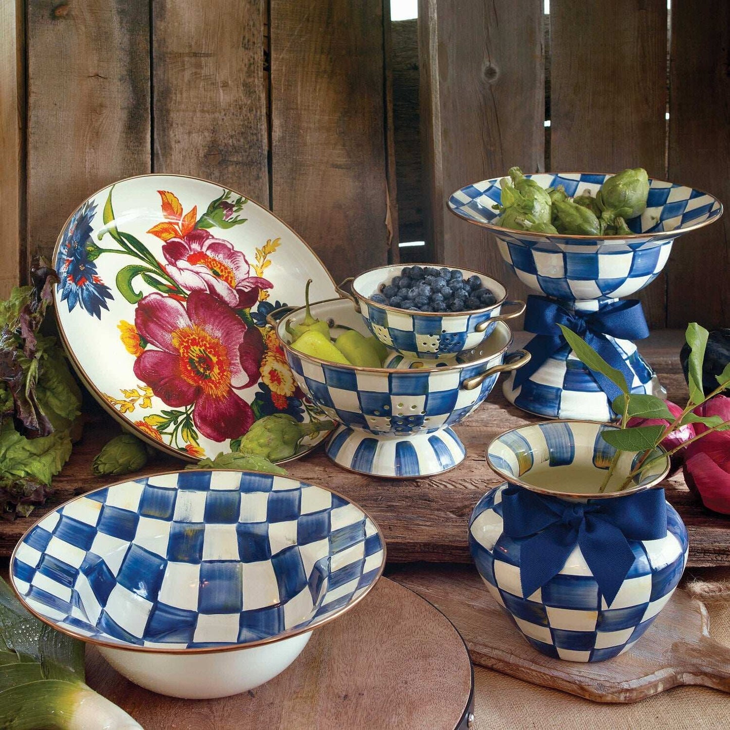 MacKenzie-Childs White Flower Market Abundant Bowl