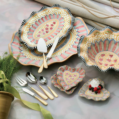 MacKenzie-Childs Gold Check Cake Serving Set