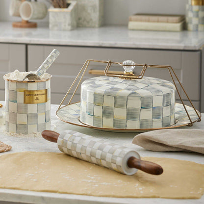 Sterling Check Cake Carrier by MacKenzie-Childs