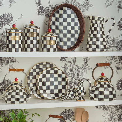 Luxury Dining - Courtly Check Enamel Dinner Plate by Mackenzie Childs