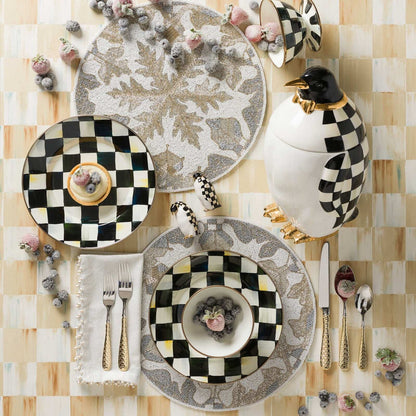 Luxury Dining - Courtly Check Enamel Dinner Plate by Mackenzie Childs