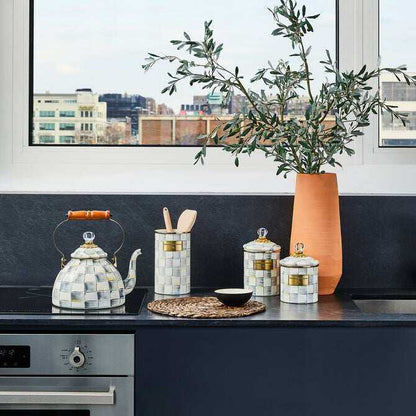 Sterling Check Enamel Canisters
