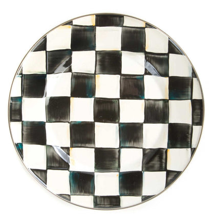 Luxury Dining - Courtly Check Enamel Dinner Plate by Mackenzie Childs