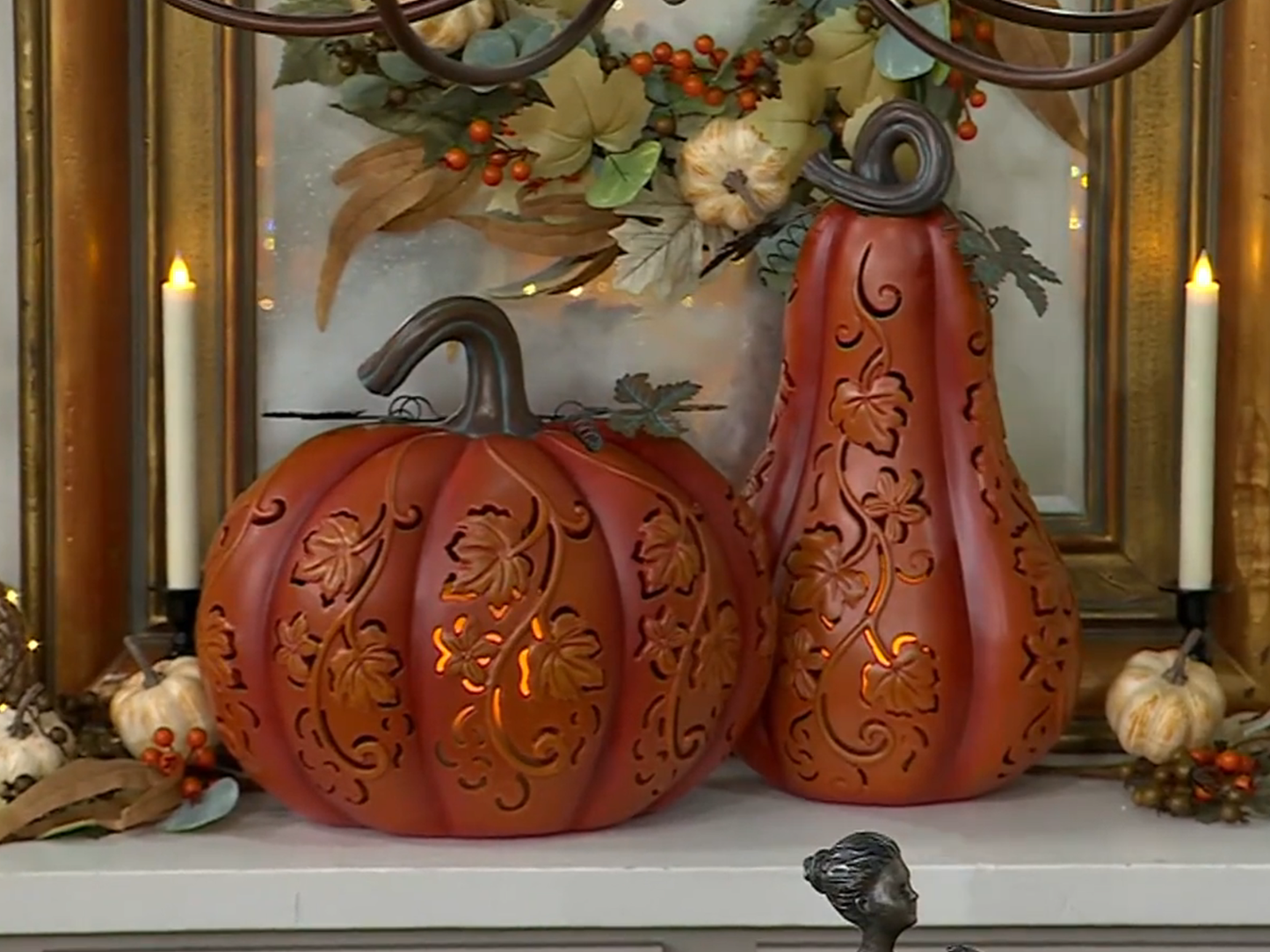 🎉Limited Time Promotion💝Buy 2 Get 2 FREE✨Set of 2 Indoor/Outdoor Illuminated Pumpkins and Oversized Lit Gourd by Valerie